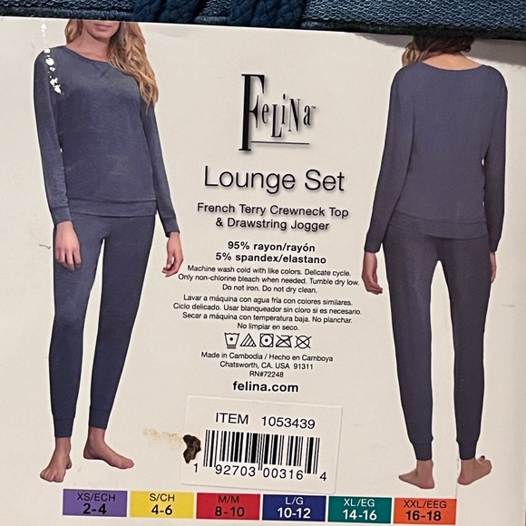 Felina Blue French Terry Crewneck Top & Drawstring Jogger - Picture 3 of 3